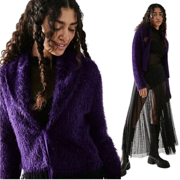 NWT Purple Free People Mina Cardi - Picture 1 of 8
